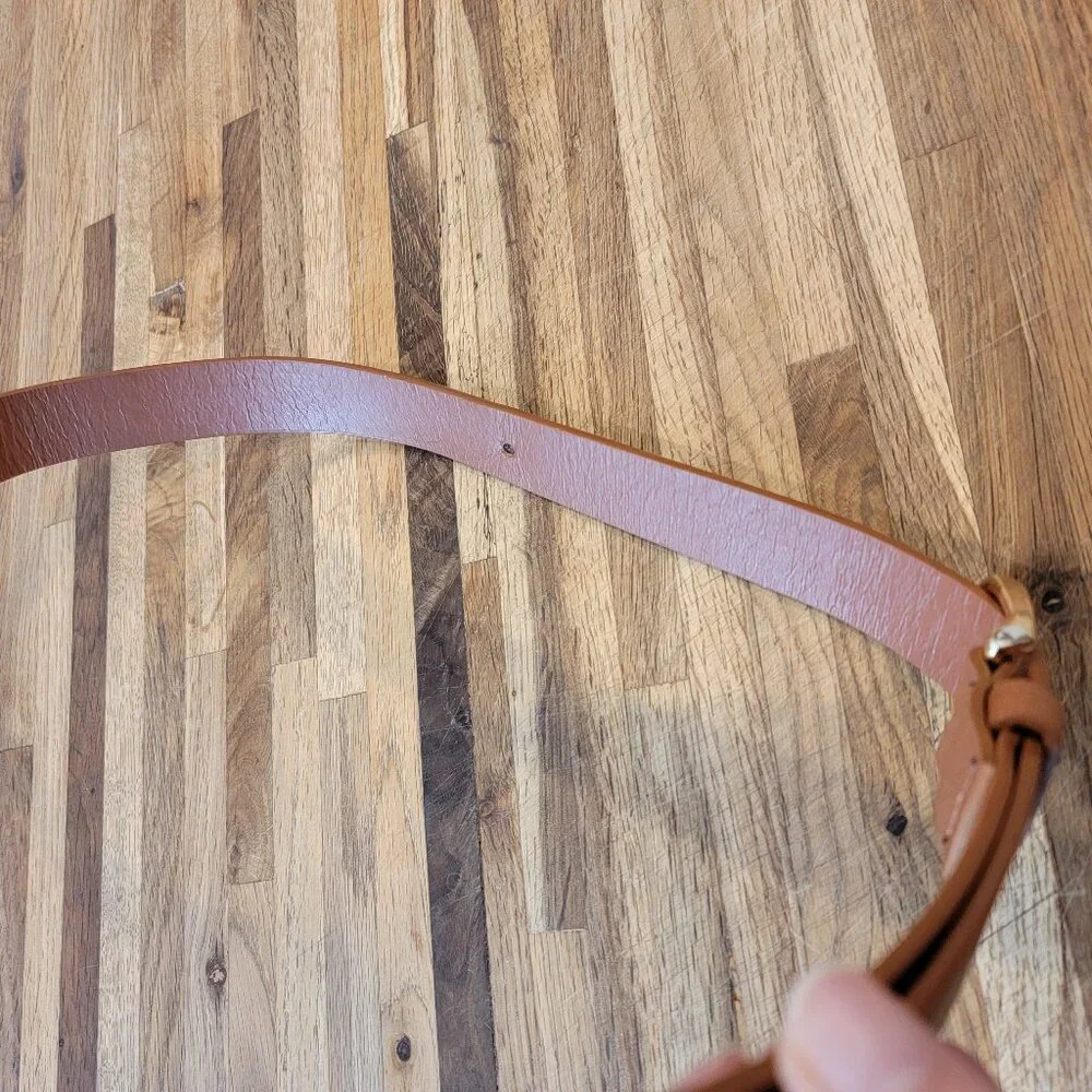 Brown Faux Leather Belt w Gold Tone Buckle